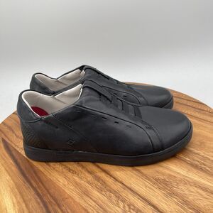 Kizik New York Shoes Mens Size 8 W Black Leather Sneakers Hands Free Running Gym